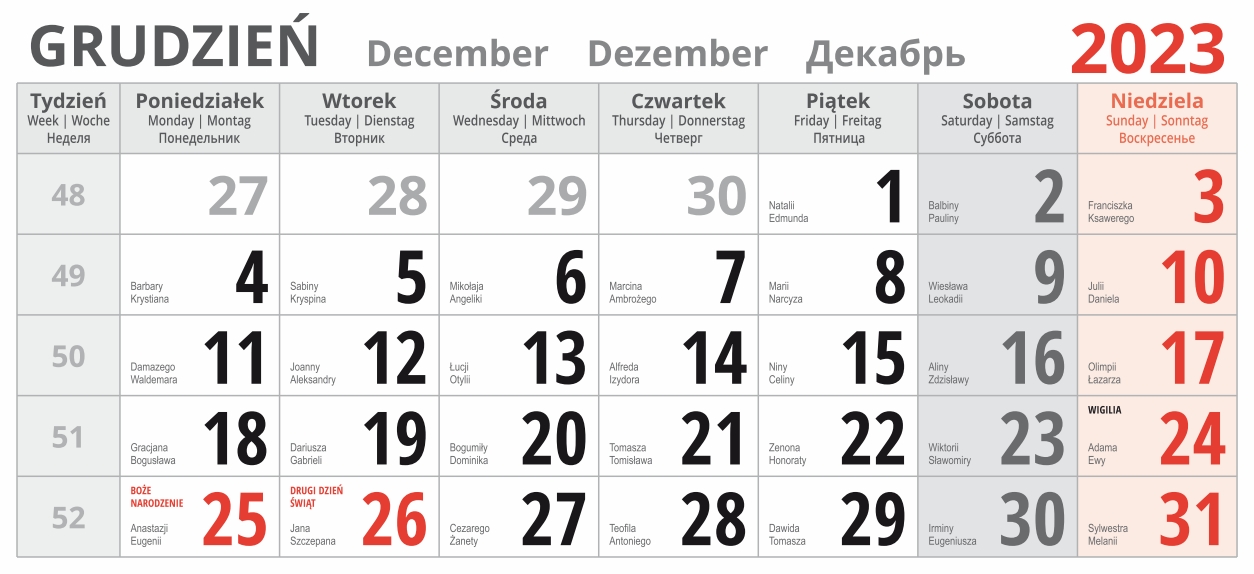 kalendaria trójdzielne